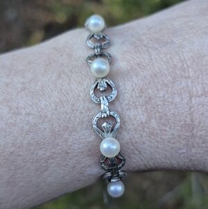 Mikimoto Vintage Sterling Silver Akoya Pearl Bracelet